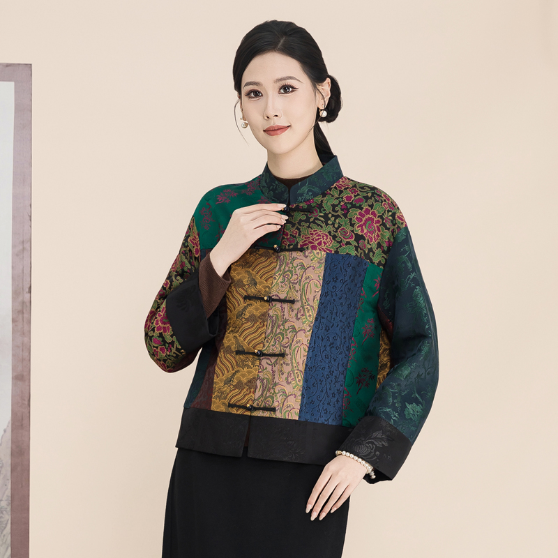 【骁涵】桑蚕丝外套25秋新款立领长袖新中式短款真丝上衣K3W2561313