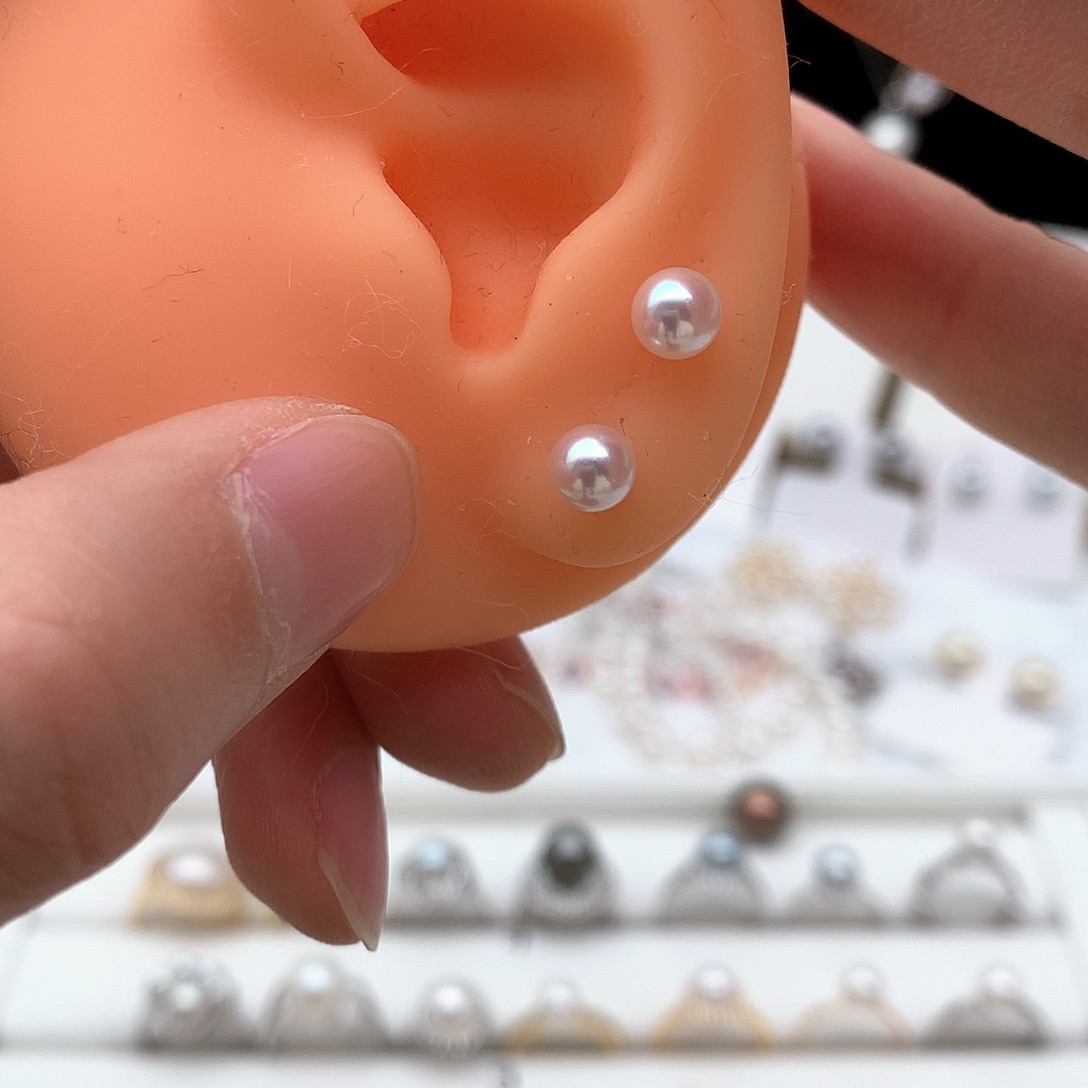 海水珍珠5-6mm ak素钉18K金镶嵌