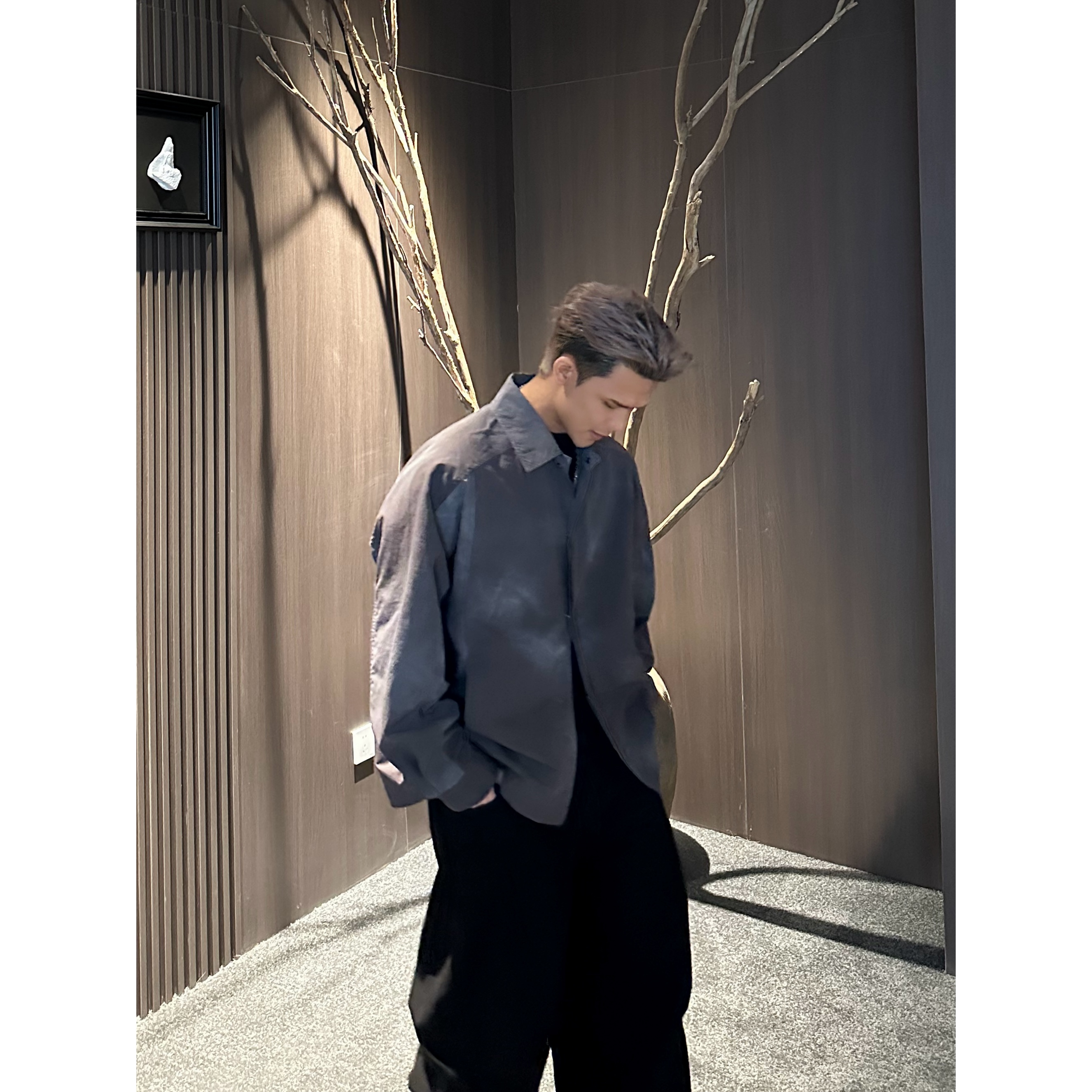 【Mark马克】春季植绒暗纹肌理感设计美式痞帅上衣男士休闲衬衫694