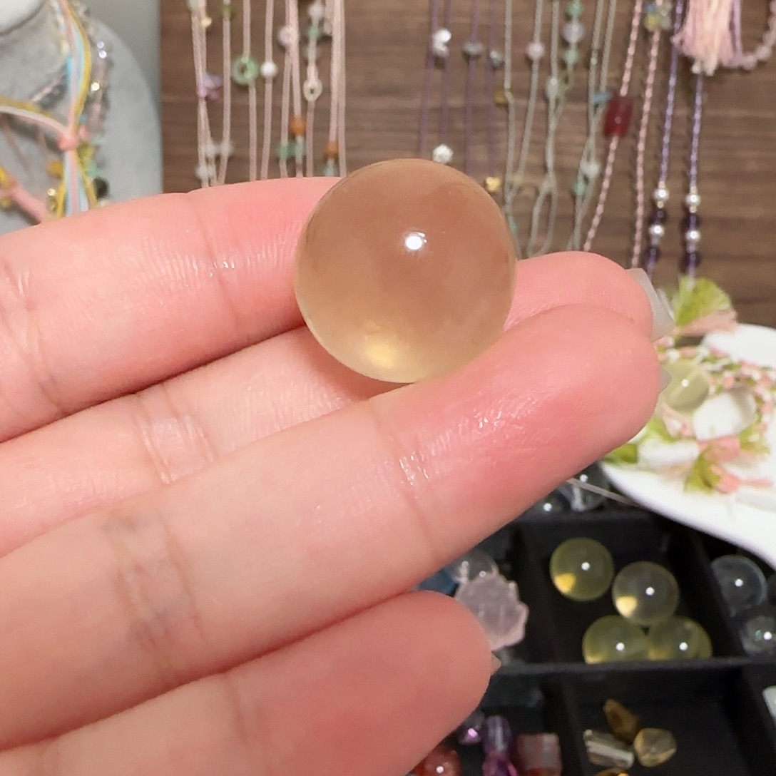 水晶珠宝半成品未镶嵌黄水晶球球吊坠