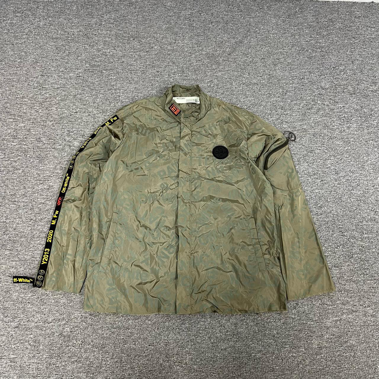 95新 OFF-WHITE 温感变色 字母满印 绿色拉链外套 m码