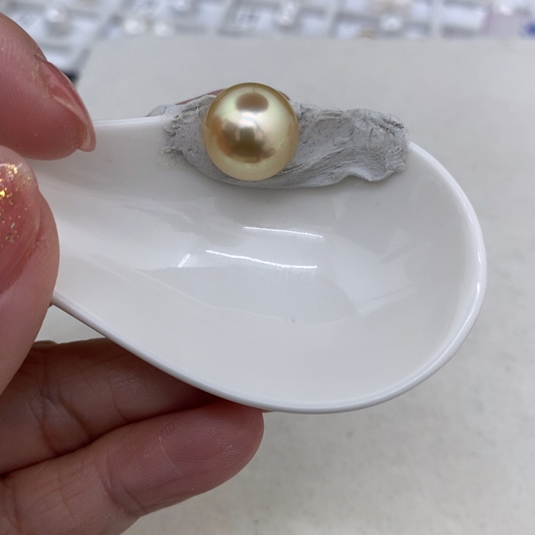 海水珍珠裸珠未镶嵌金珠12.9