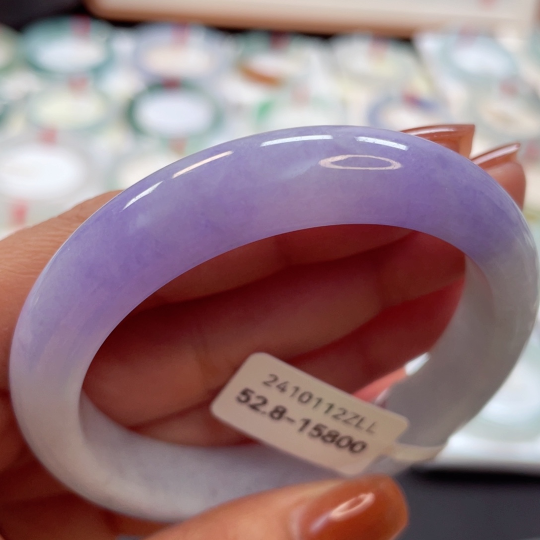 【闪购商品】翡翠手镯未镶嵌紫罗兰半山水52.8圈口
