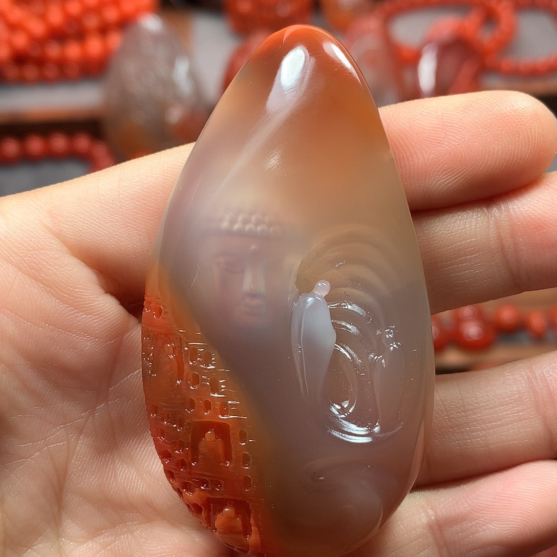 南红玛瑙1未镶嵌冰飘意境佛窟牌子