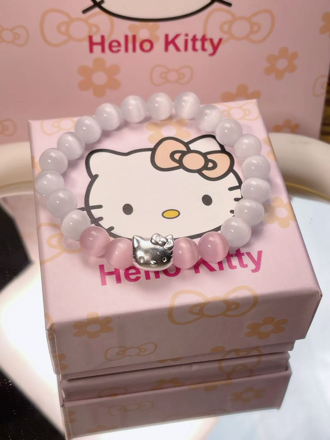 足银手链 999足银凯蒂猫猫眼手串甜美少女心轻奢高级感百搭手链