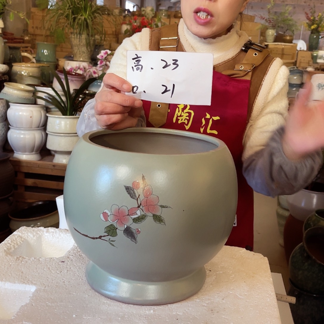 紫砂花盆高度23口径21