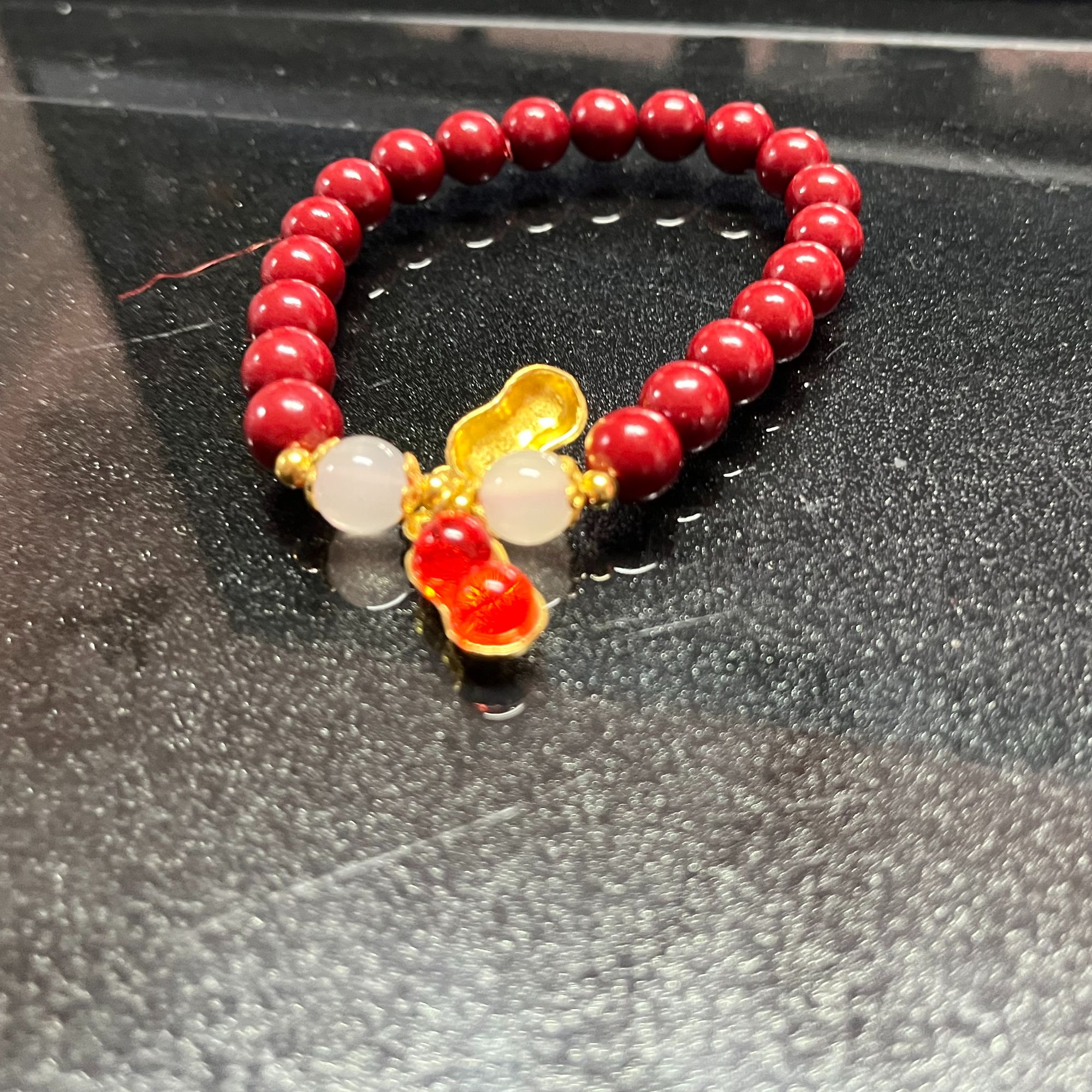 含辰砂工艺品222白珠+花生单圈甄选手串10201（无礼盒）