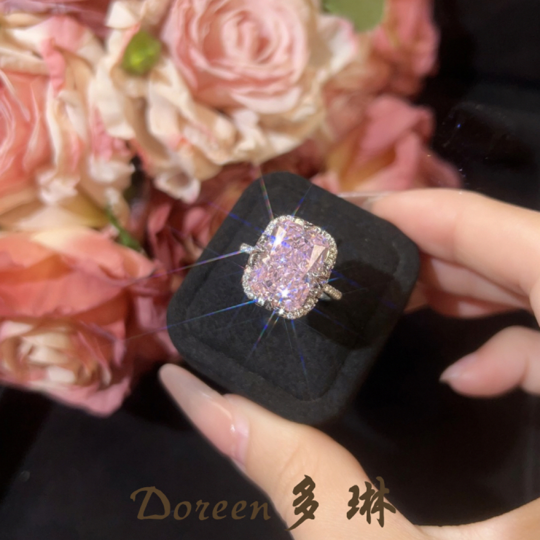 铜合金戒指 冰莓粉方包戒指XS1031