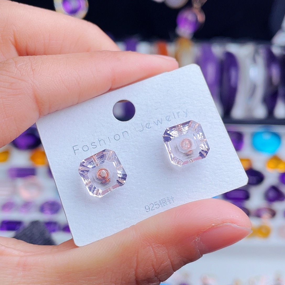 银S925镶嵌耳饰水晶天然保真