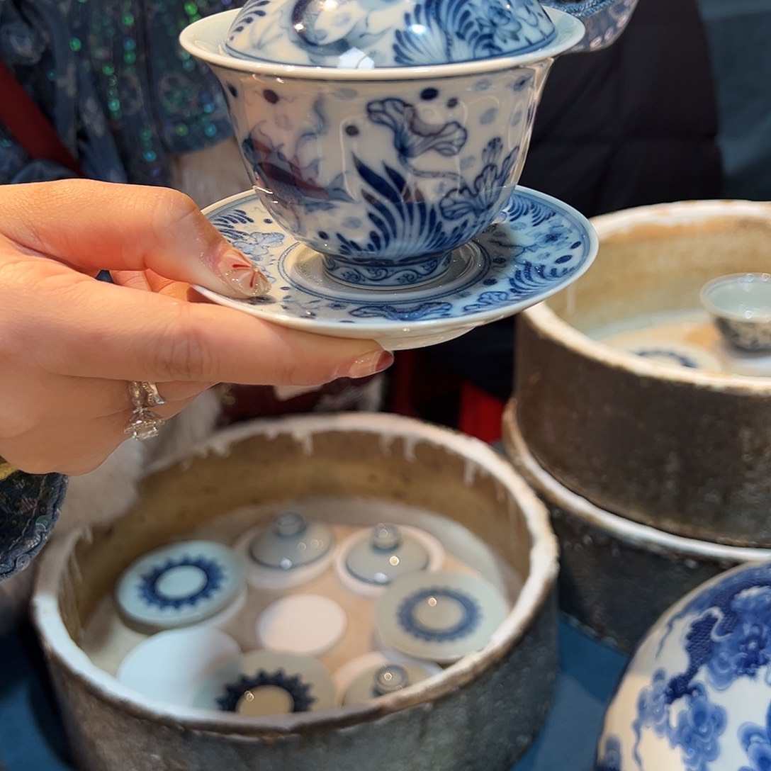 钟家窑柴窑鱼藻盖碗