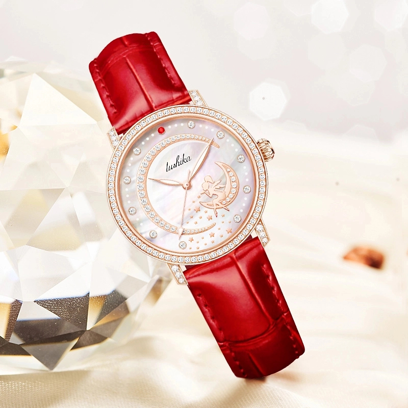 月亮女神系列红宝石真钻夜光防水全自动手表LSK688-A