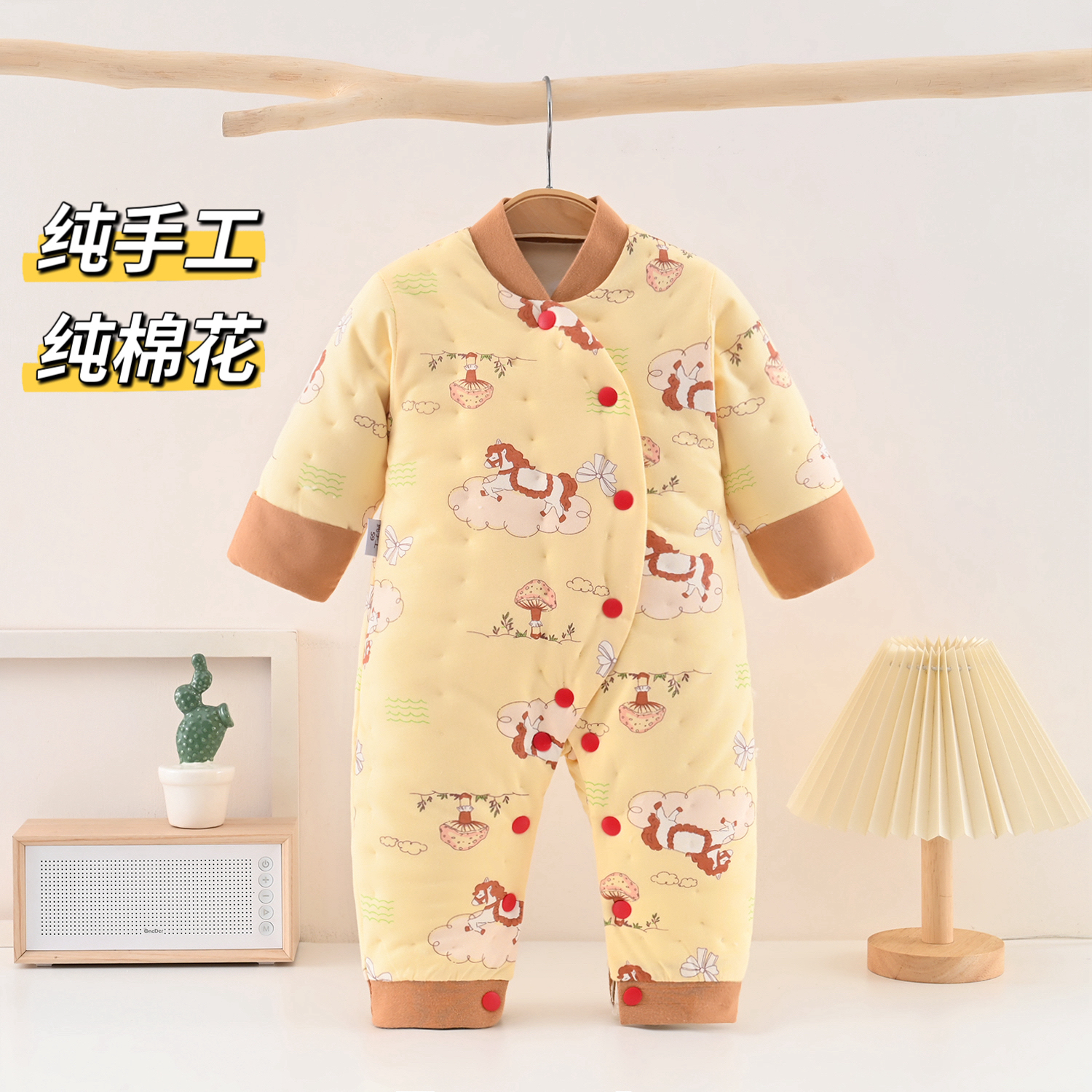 宝宝手工纯棉花棉服男女宝宝加厚款连体衣棉衣婴儿童哈衣冬季棉袄