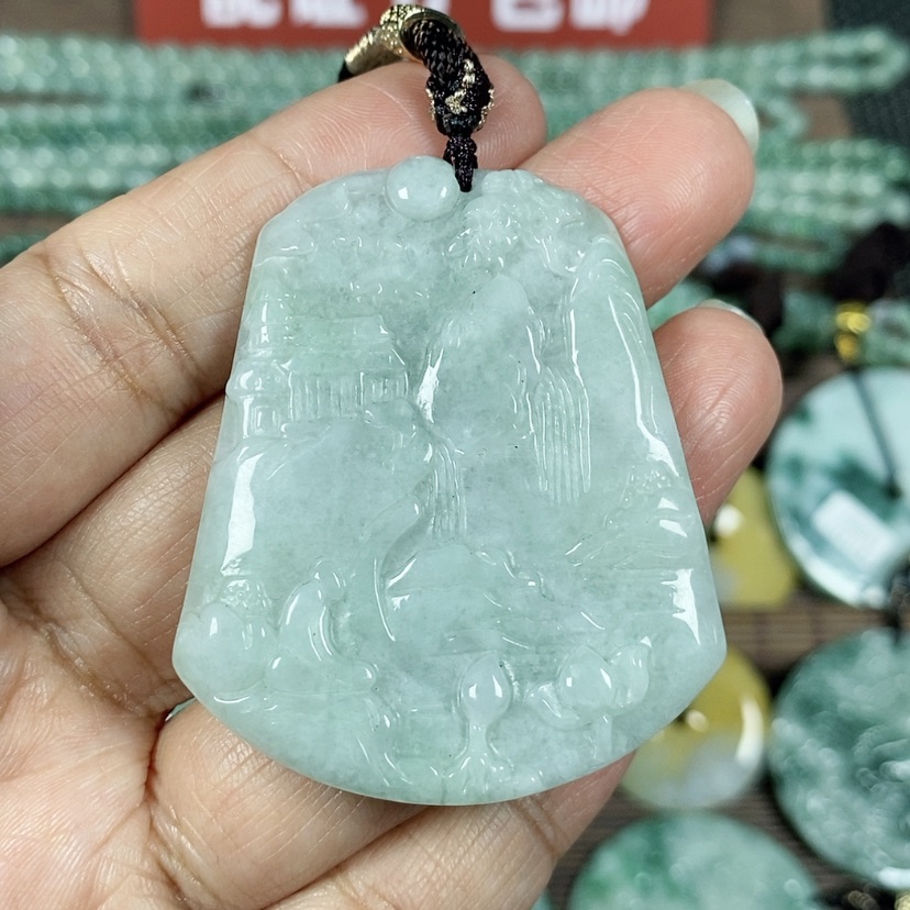 【闪购商品】翡翠颈饰未镶嵌玉吊坠翡翠玉山水牌