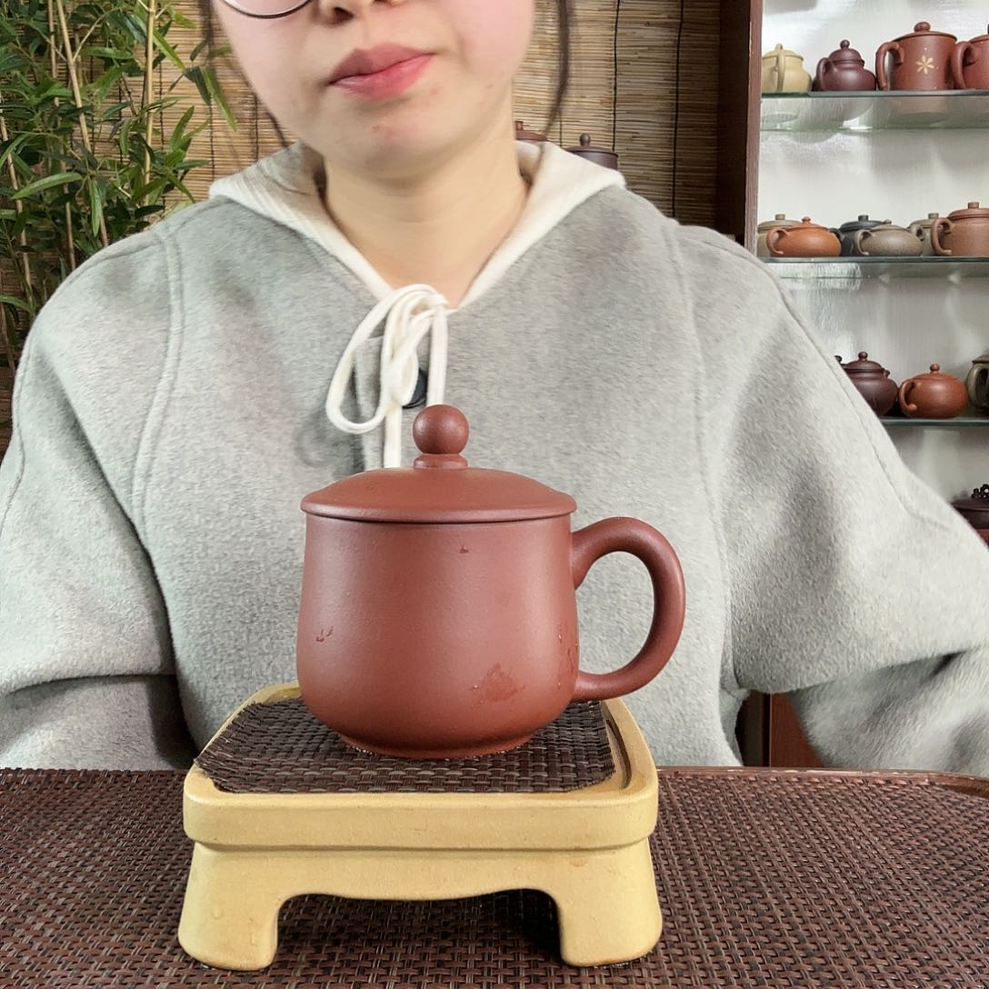 紫砂茶杯原矿共生矿紫泥小龙蛋办公杯没礼盒300CC