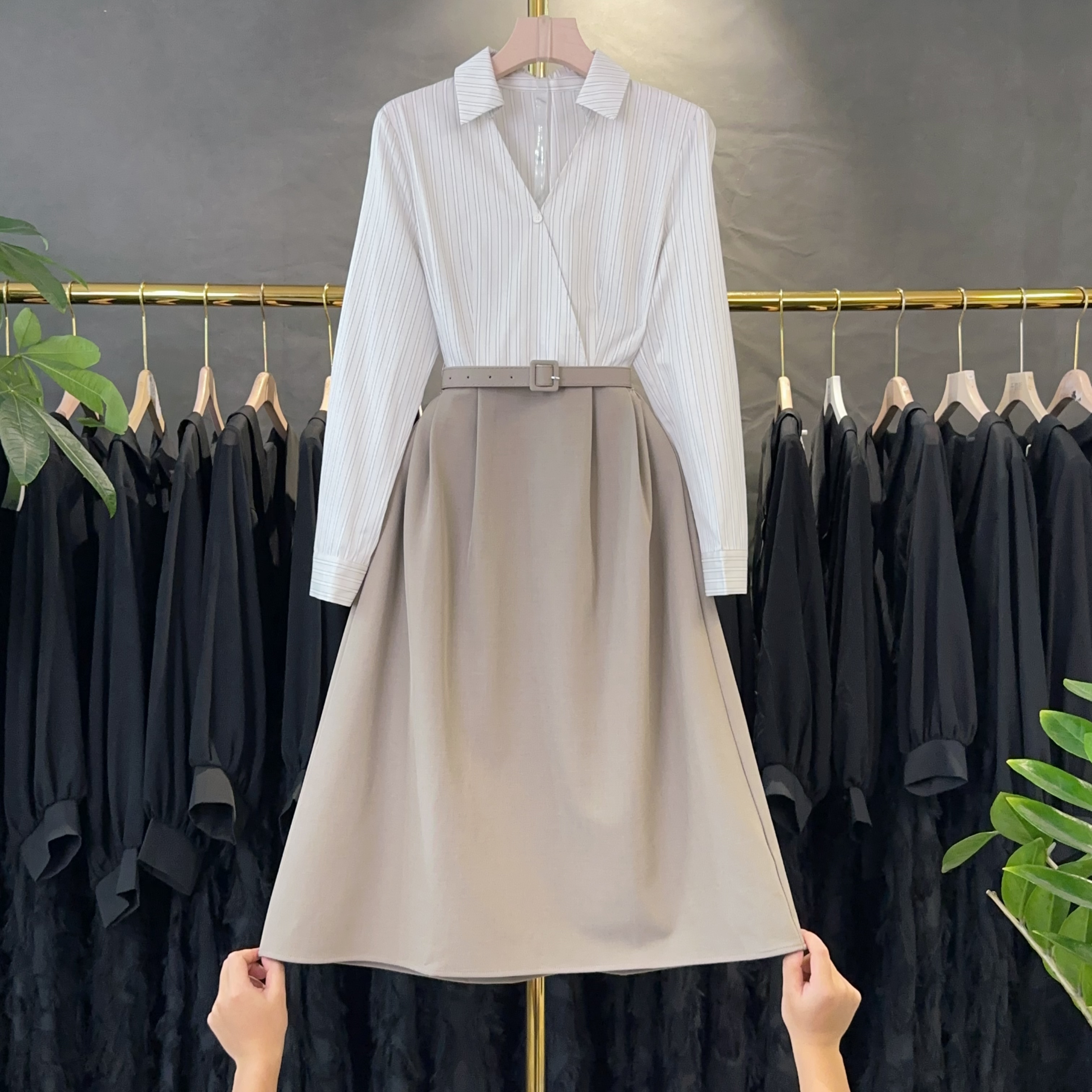 【RG2329】2025新款轻奢复古时尚气质休闲百搭减龄显瘦新款连衣裙