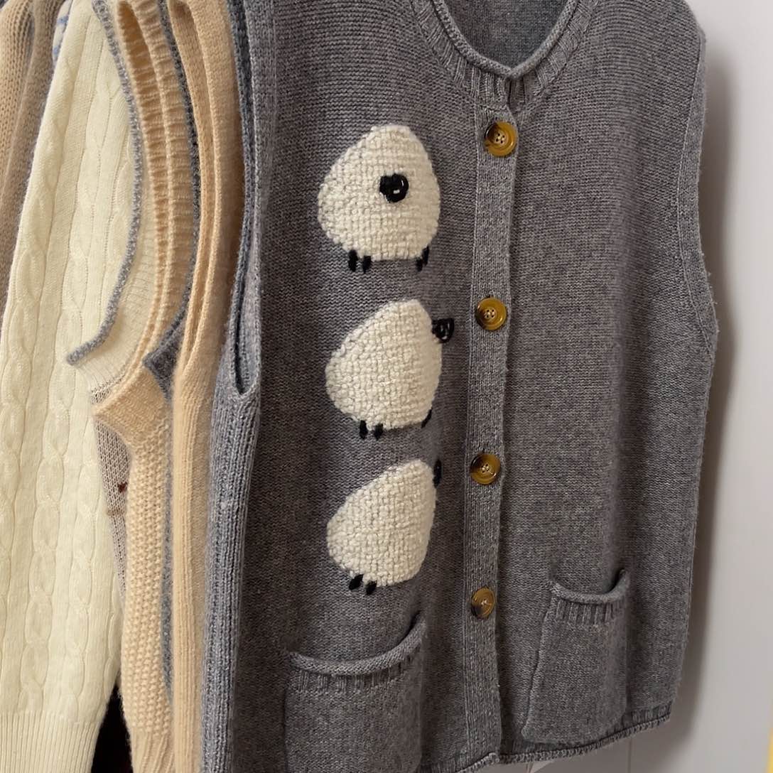 小羊 羊绒 开衫 马甲