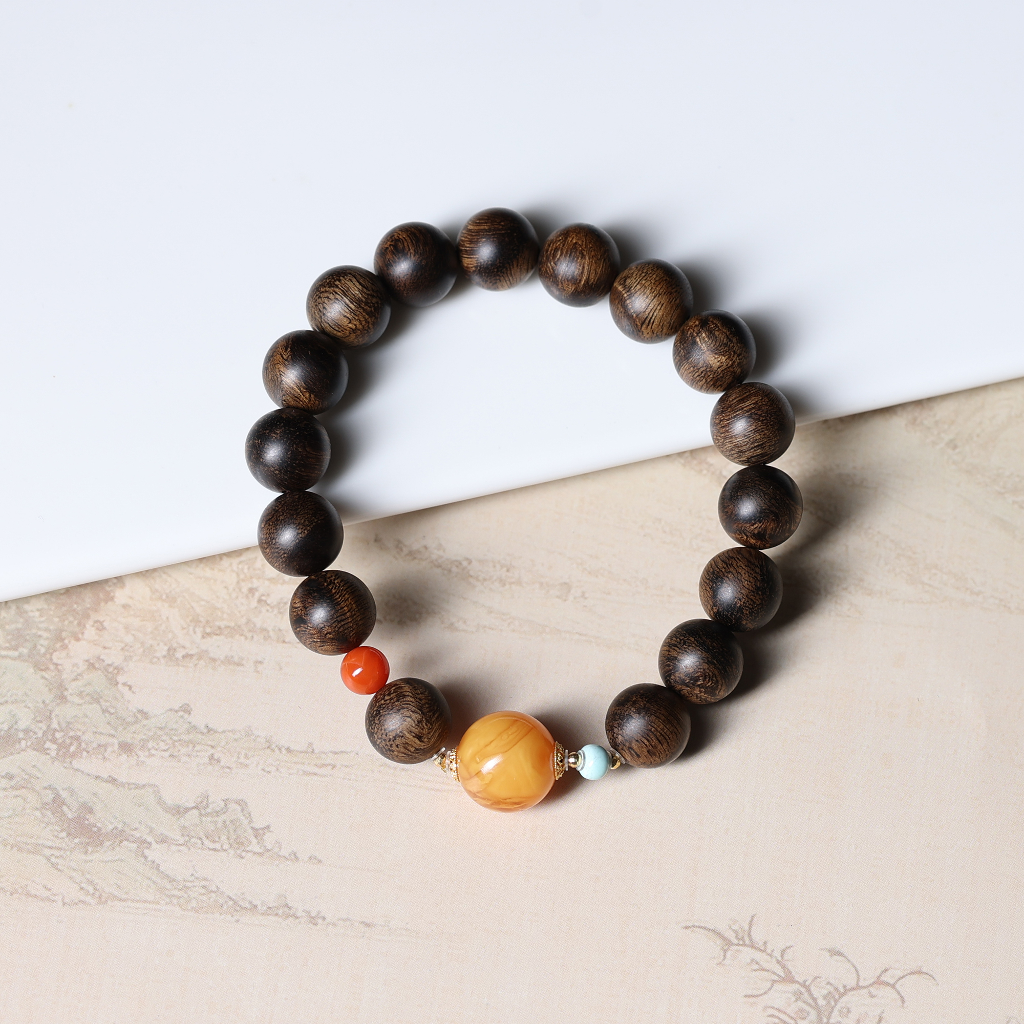 七香文创-【18k】沉水雷击留疤料老白棋1.0单圈设计款赠养香礼盒