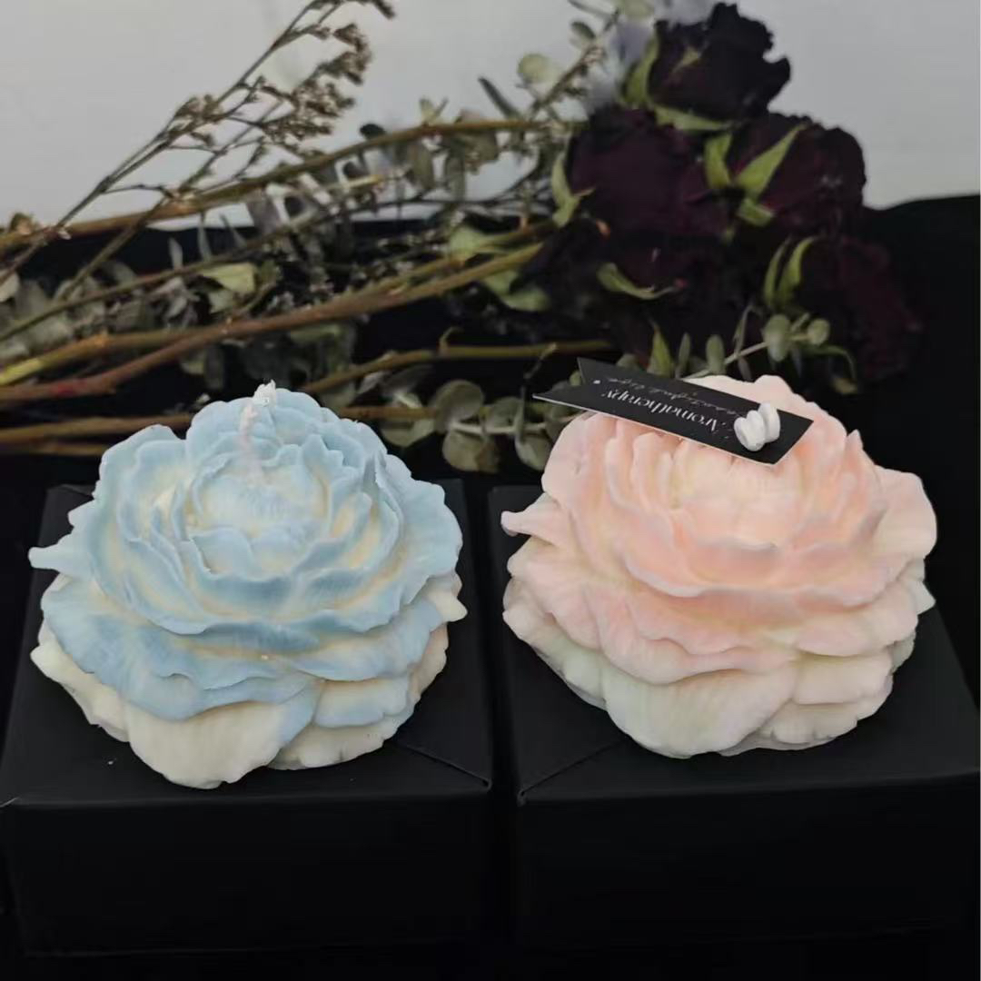 渐变牡丹花夹心拼接香薰蜡烛家居摆件ins伴手礼颜色多选