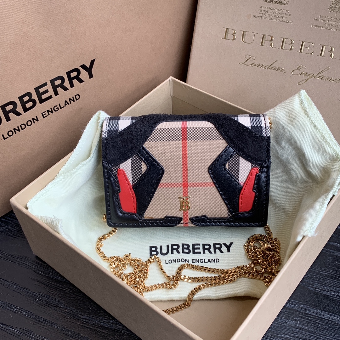 99新 BURBERRY/博柏利 巴宝莉 格纹链条包 99新/sp19256