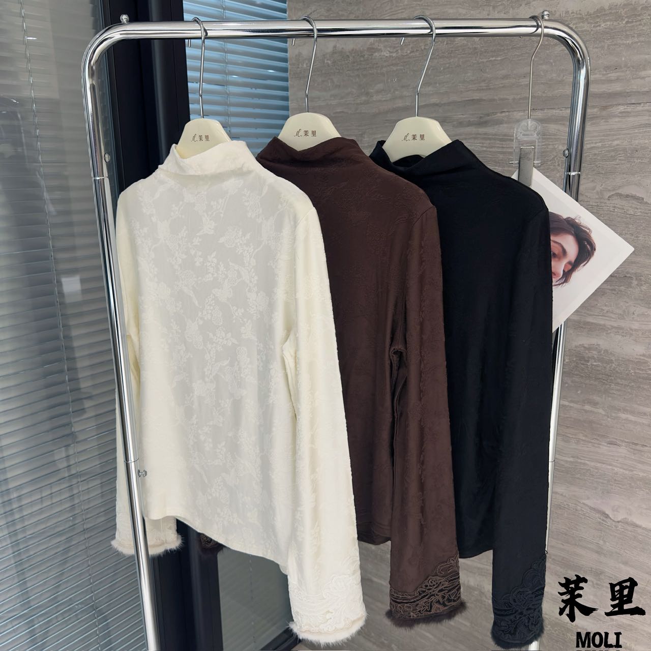 MOLI【茉里】微胖大码 新中式水貂袖打底衫