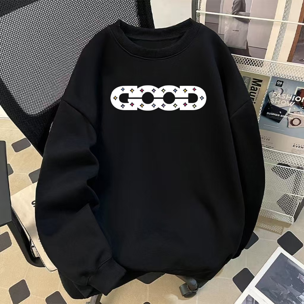 美式潮牌字母印花重磅长袖卫衣男女宽松秋冬季加绒加厚大码上衣衫