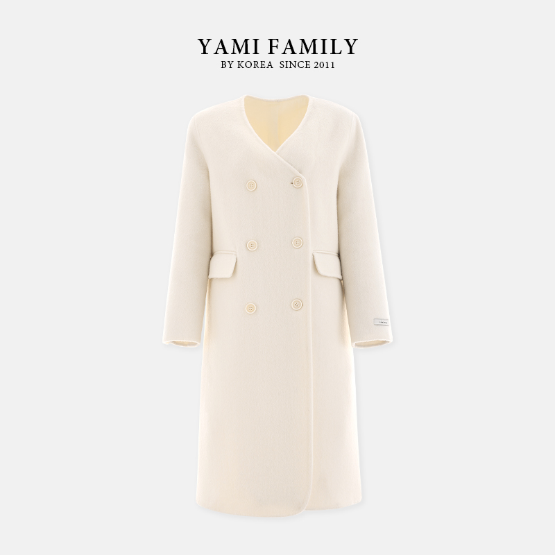 大连亚美【冷萃茉莉】YM 915 中长款翻领冬季气质时尚双面羊毛大衣