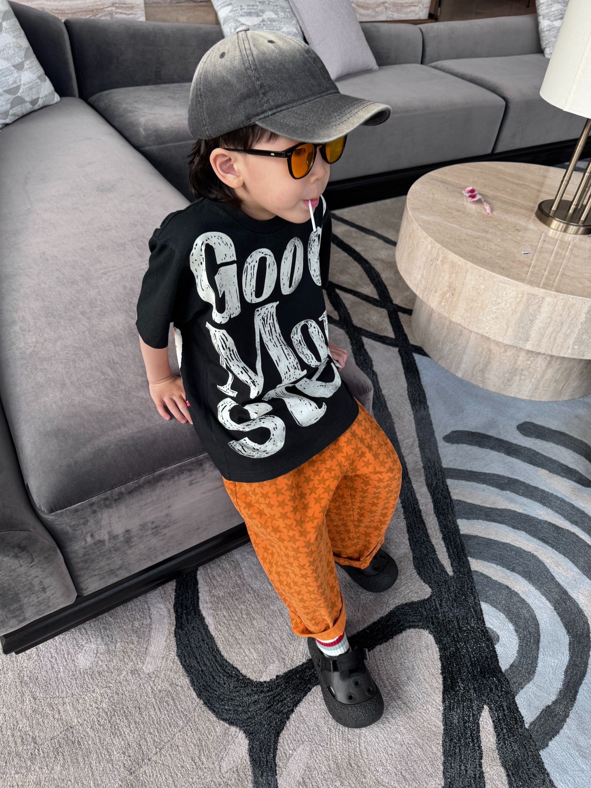 令佳潮牌夏季儿童时尚卡通字母印花T恤上衣宝宝圆领纯棉短袖2624