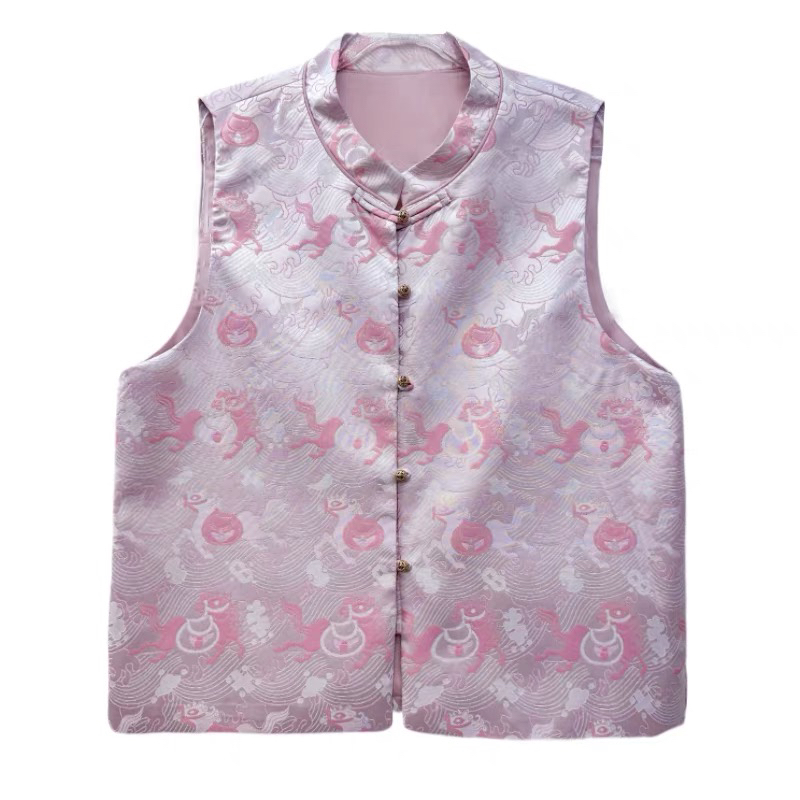 桑蚕丝马到成功老宋锦香云纱非遗牛首龙纹宋锦马夹