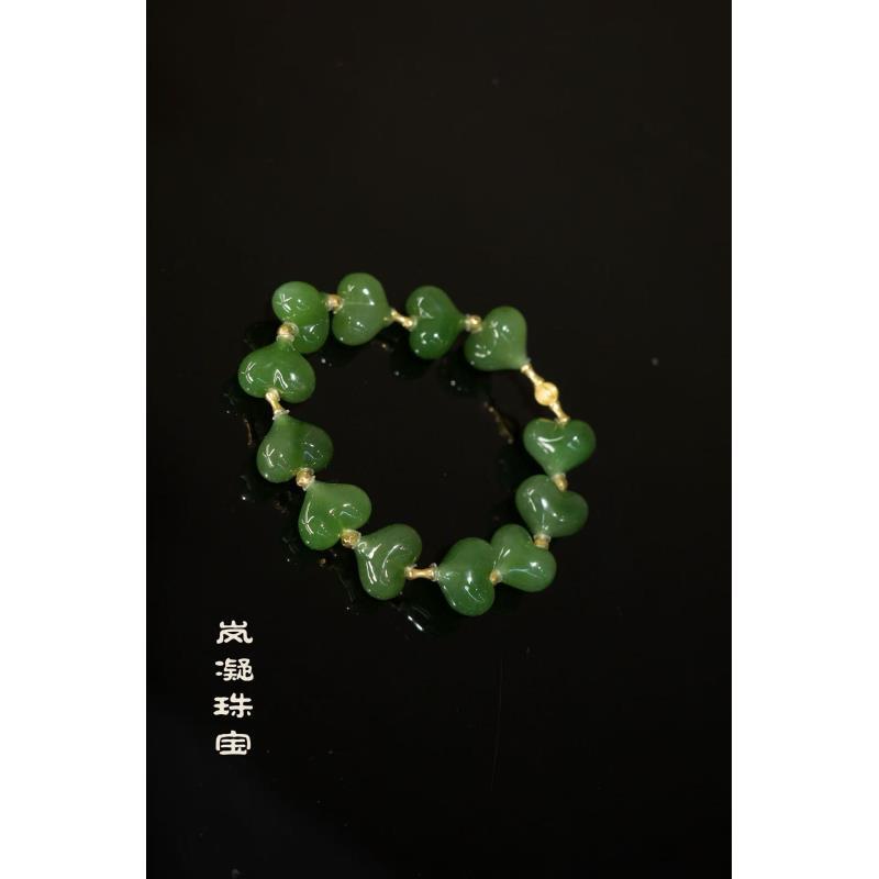 【LN岚凝珠宝】俄料 七号矿碧玉屁桃手链【多样性发货】