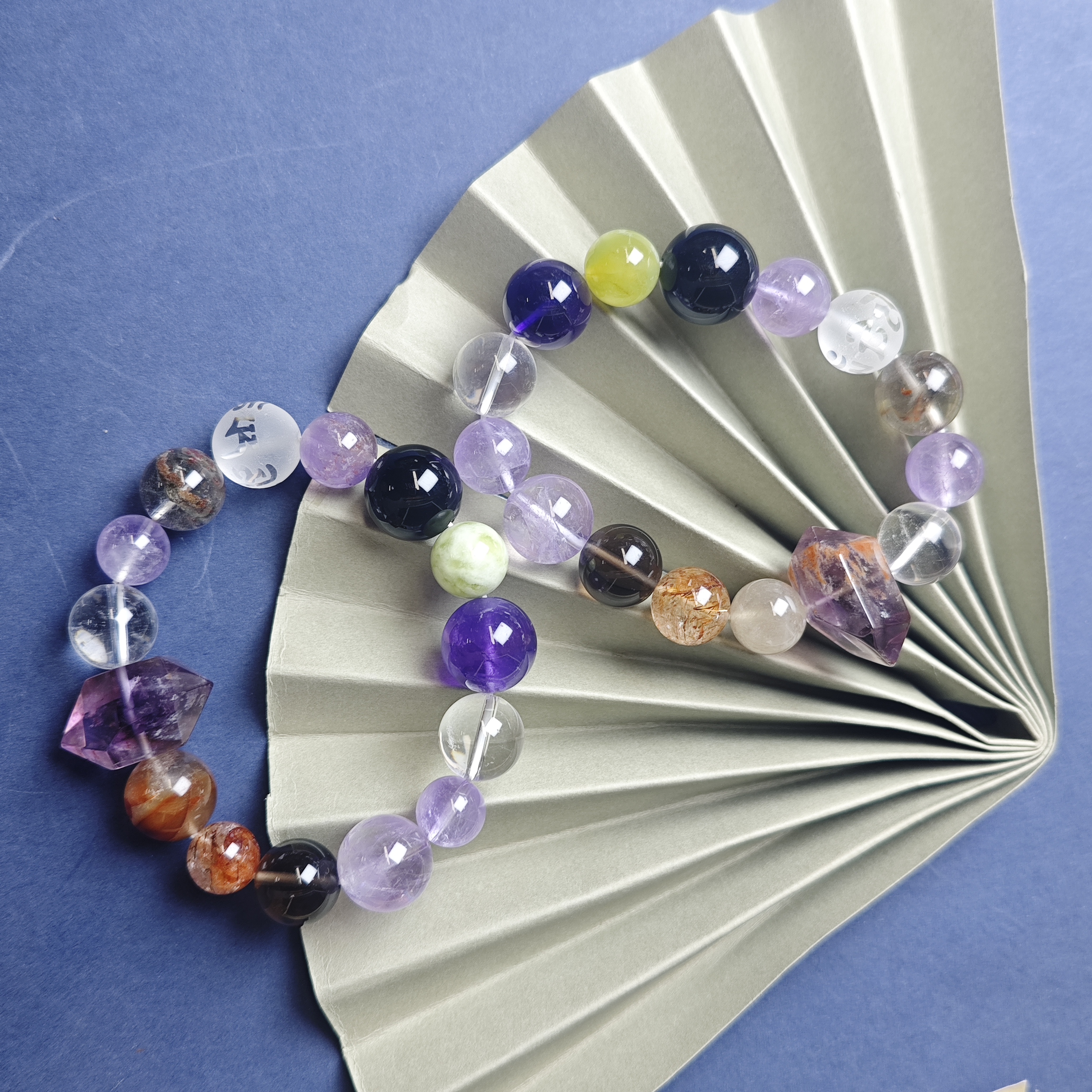 高定珠宝设计款九紫离火三财超水晶手串-多样性发其一-s1084