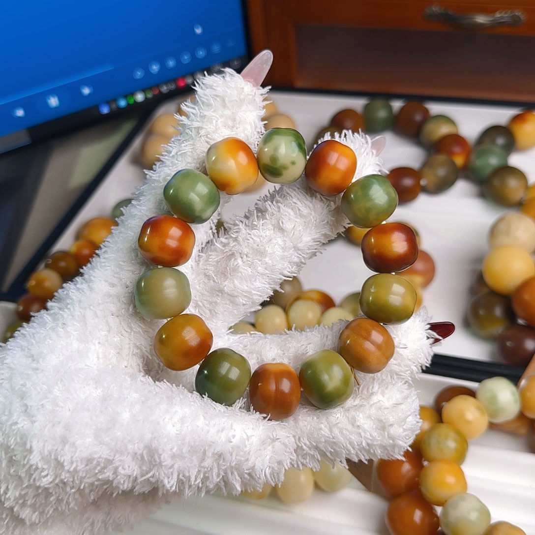 菩提根/象牙果手串卡18干磨花皮蛋堡微微瑕