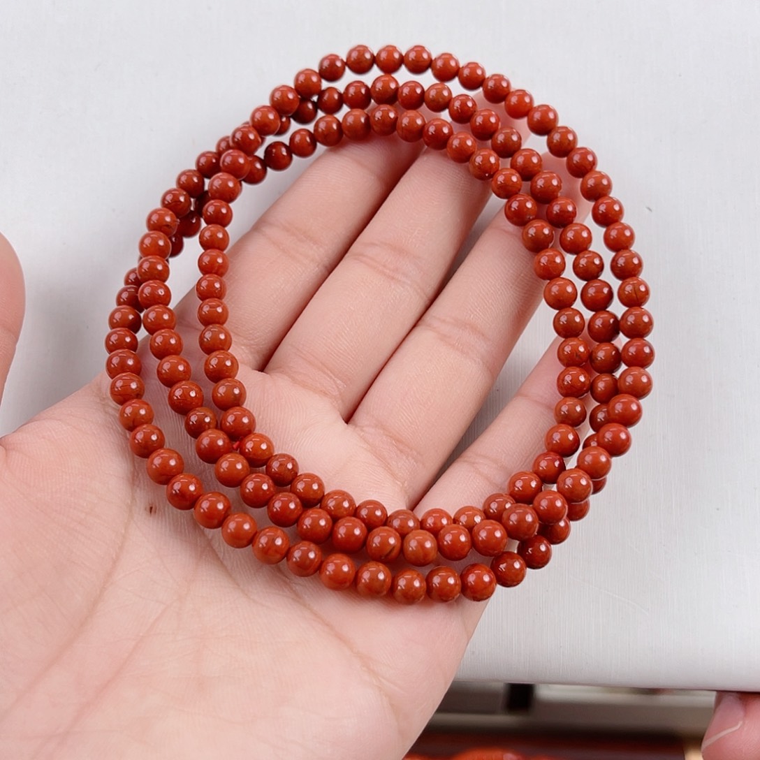 南红玛瑙未镶嵌瓦西柿子锦火焰满肉多圈5mm