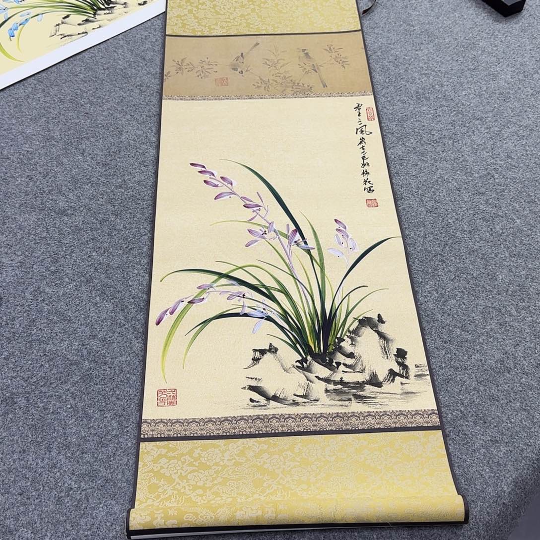 国画国画立体兰花作品