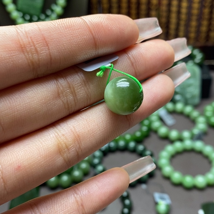 和田玉单珠裸发未镶嵌