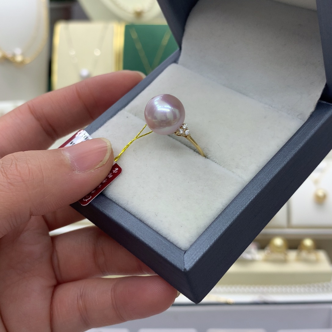 淡水珍珠戒指18K金镶嵌