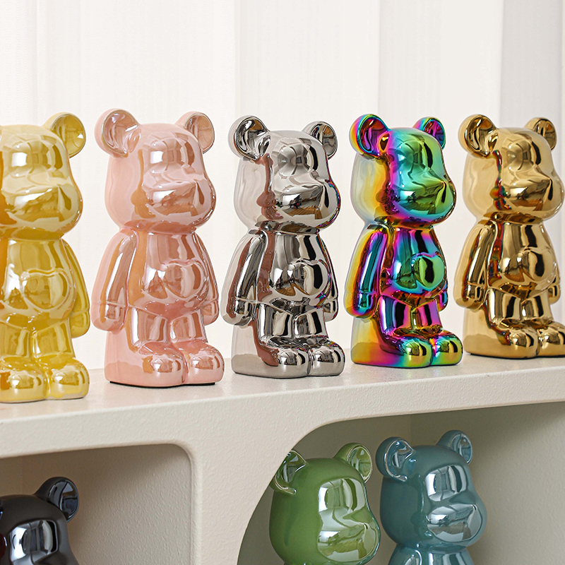 【补贴】高档轻奢潮玩21装饰品cm爱心萌熊创意陶瓷摆件客厅可爱大型