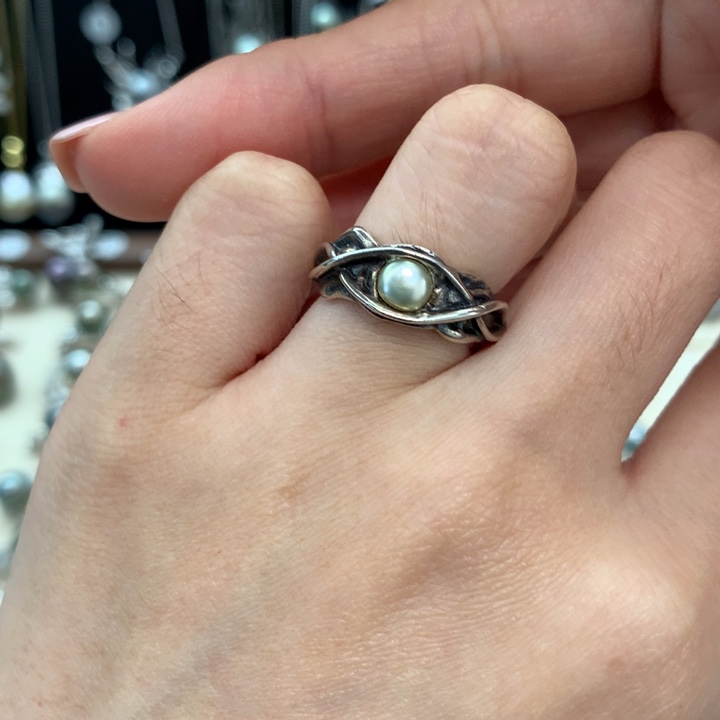 银S925镶嵌戒指海水珍珠