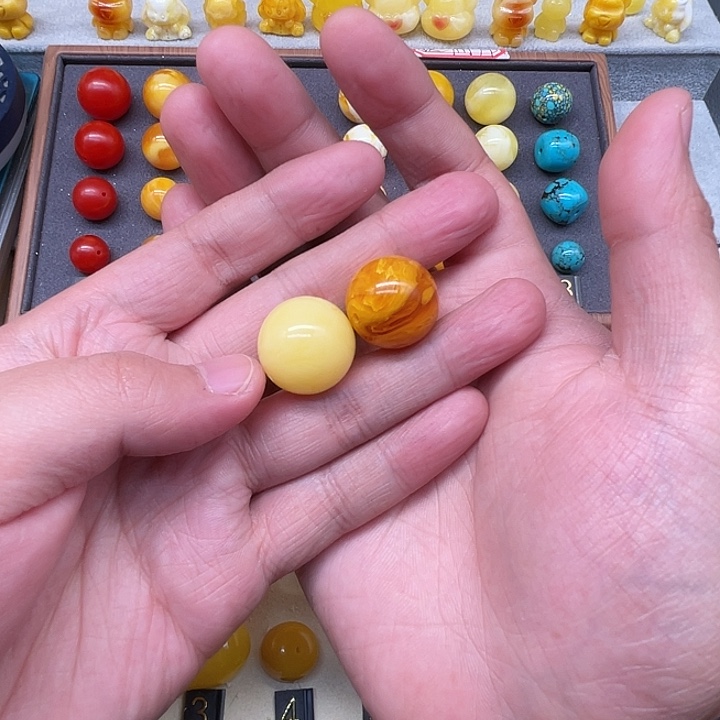 琥珀未镶嵌裸石俄黄单珠