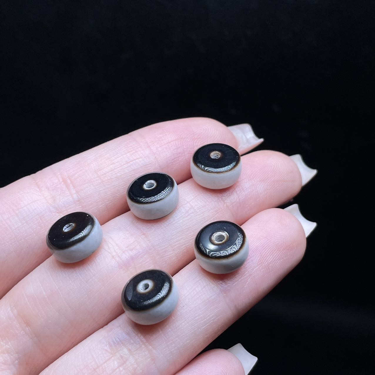 【曹美丽精选】H95629-玛瑙DIY单珠（剁珠一对）-多样性发一对-9*5mm