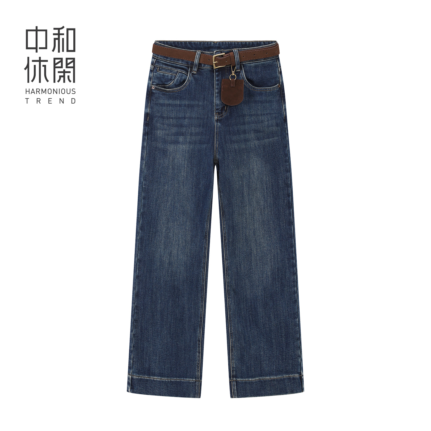 中和休闲女装加绒牛仔裤25冬新款修身复古直筒牛仔裤潮H64326971