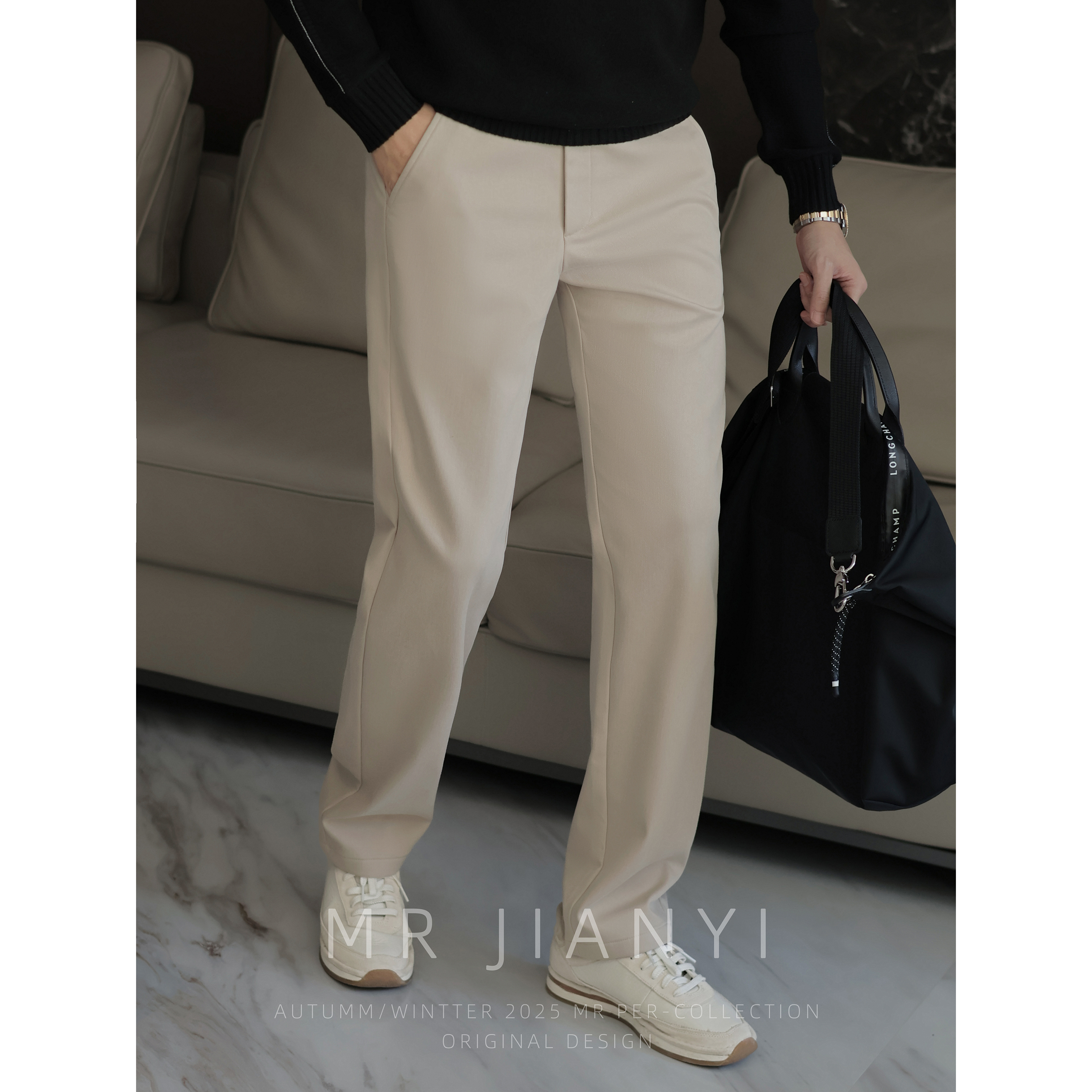 MR JIANYI秋冬意式隐贵刺绣直筒长裤绅士衣橱C位商务休闲西裤男款