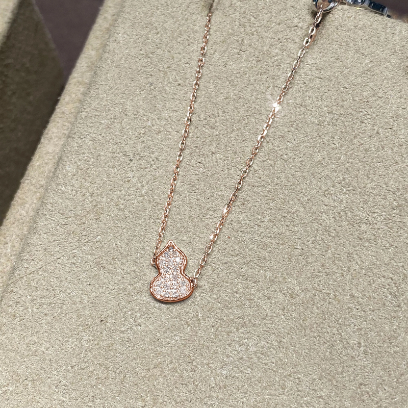 QANNA【满钻葫芦】18K金轻奢百搭灵动钻石项链锁骨链BV多样性发其一