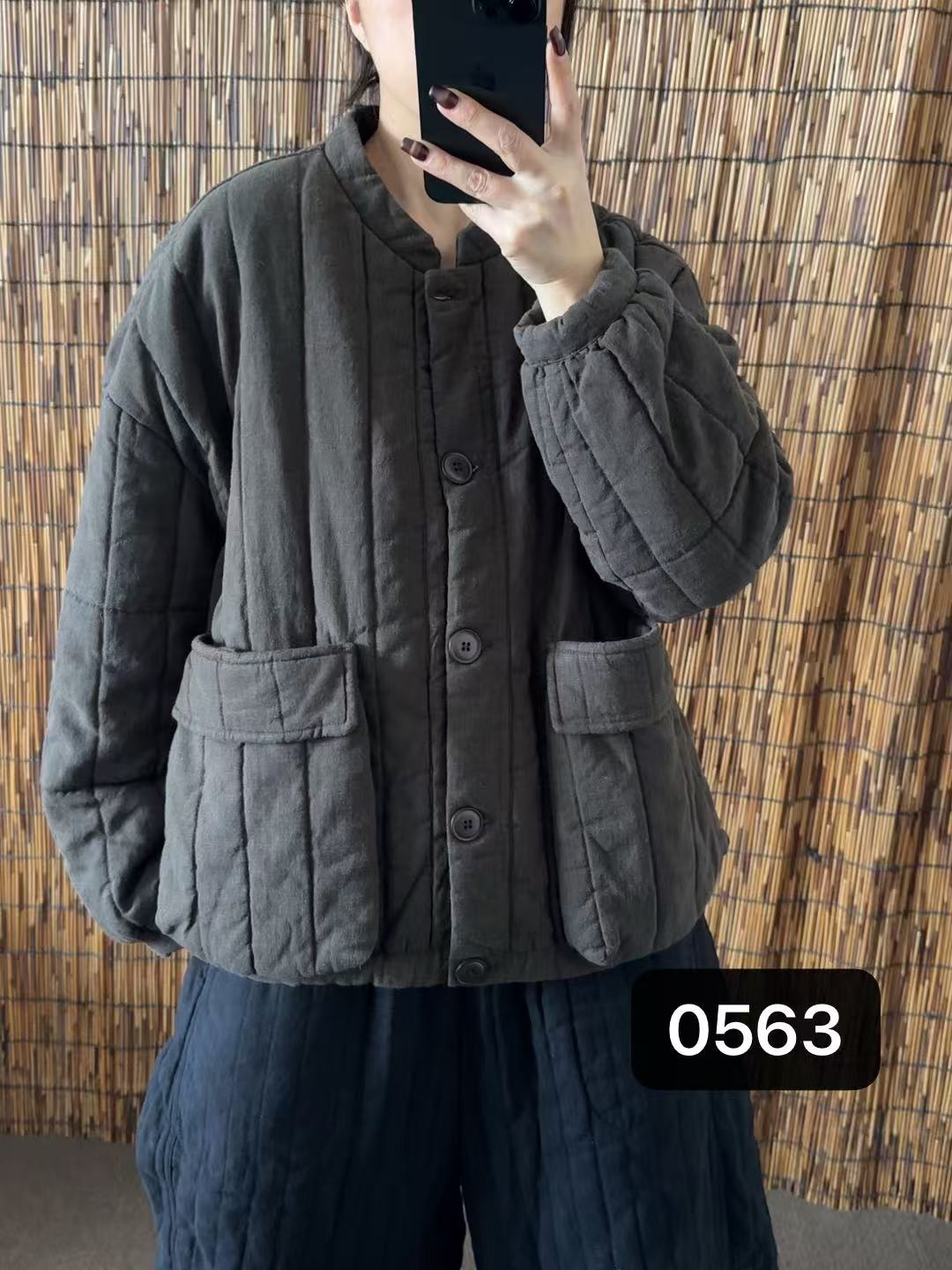 0563汉麻大口袋加厚桑蚕丝棉服抗寒