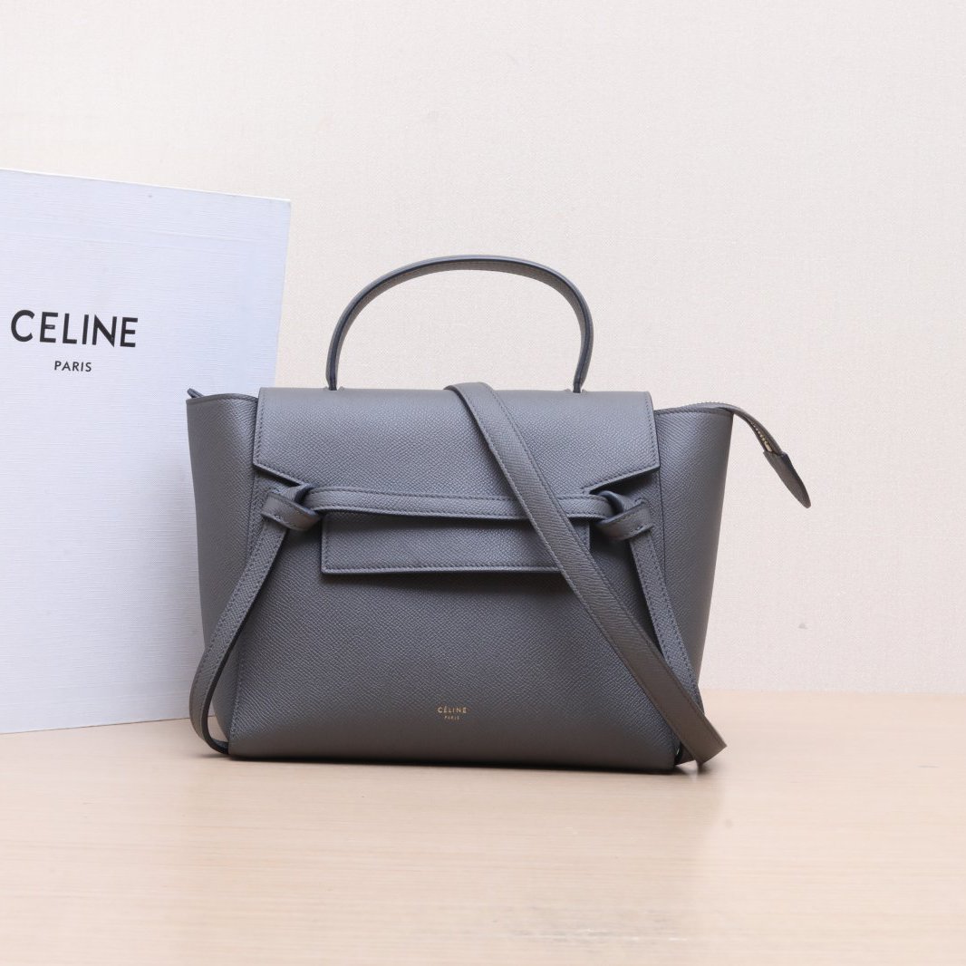 99新 Celine/思琳 小花柳 Belt 鲶鱼包 Micro 24 深灰色