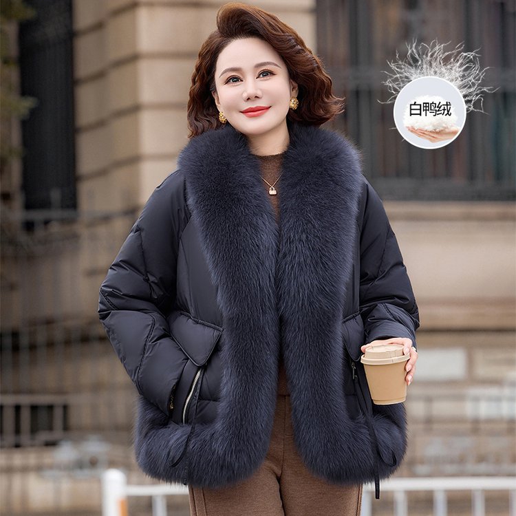 轻奢洋气妈妈冬装中老年秋冬棉衣女加厚保暖大毛领气质