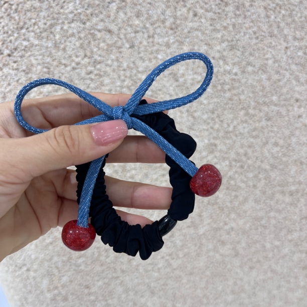 牛仔樱桃面膜头绳气质韩版ins百搭