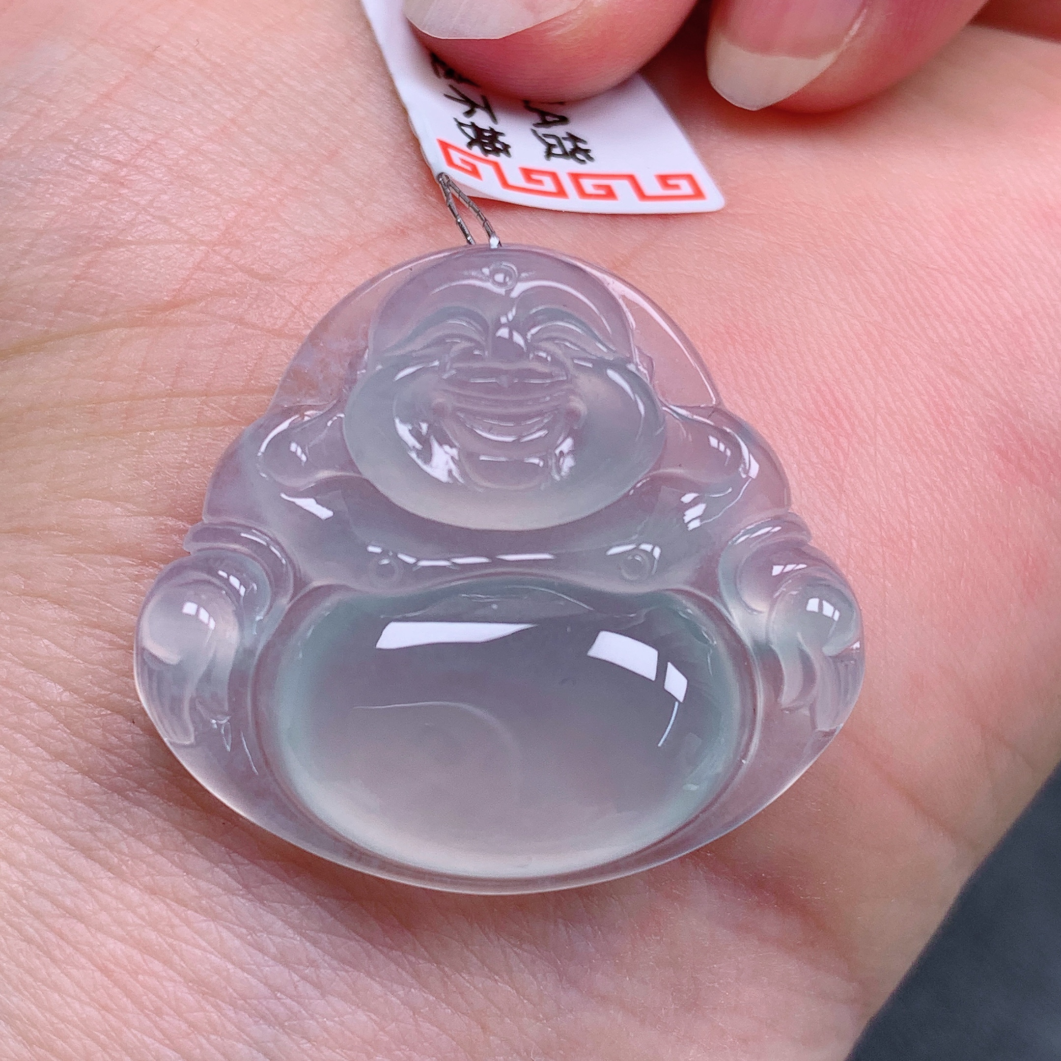 天然缅甸翡翠A货正冰胶润佛公气质精美尺寸27.3*30.5*5.8 463