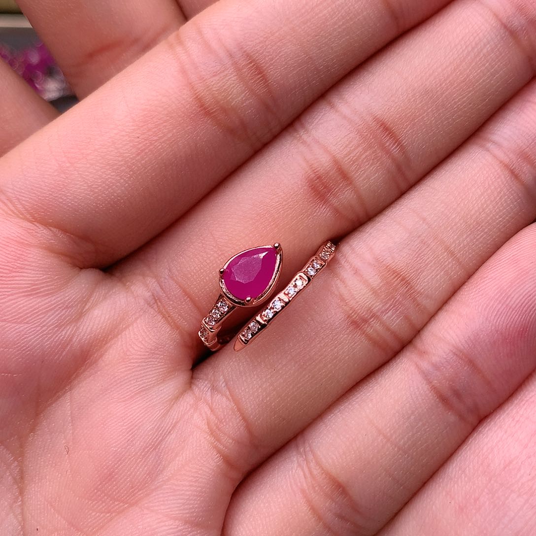 红宝石戒指银S925镶嵌