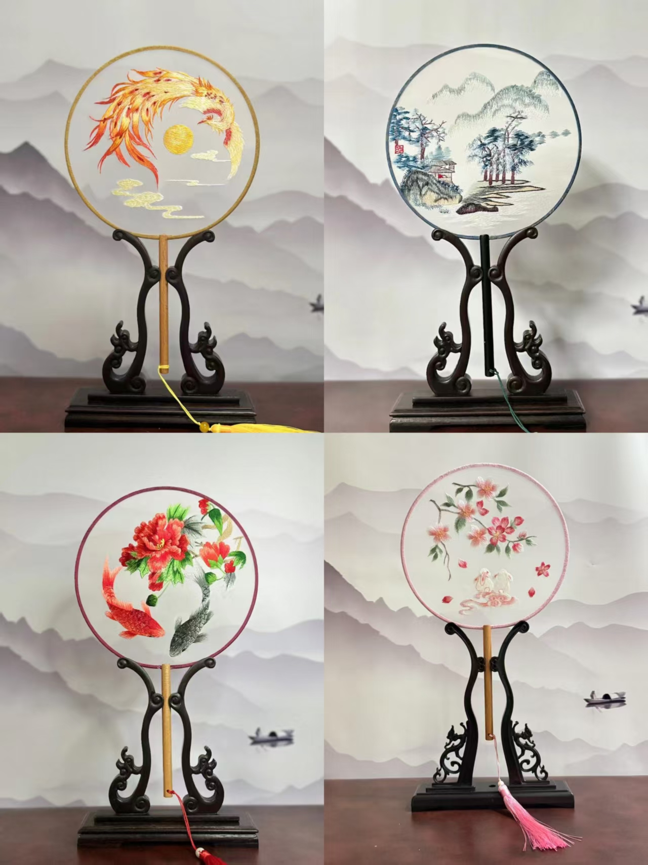 集合（山水有灵） 团扇 2025年新款苏绣团扇非遗文化传承