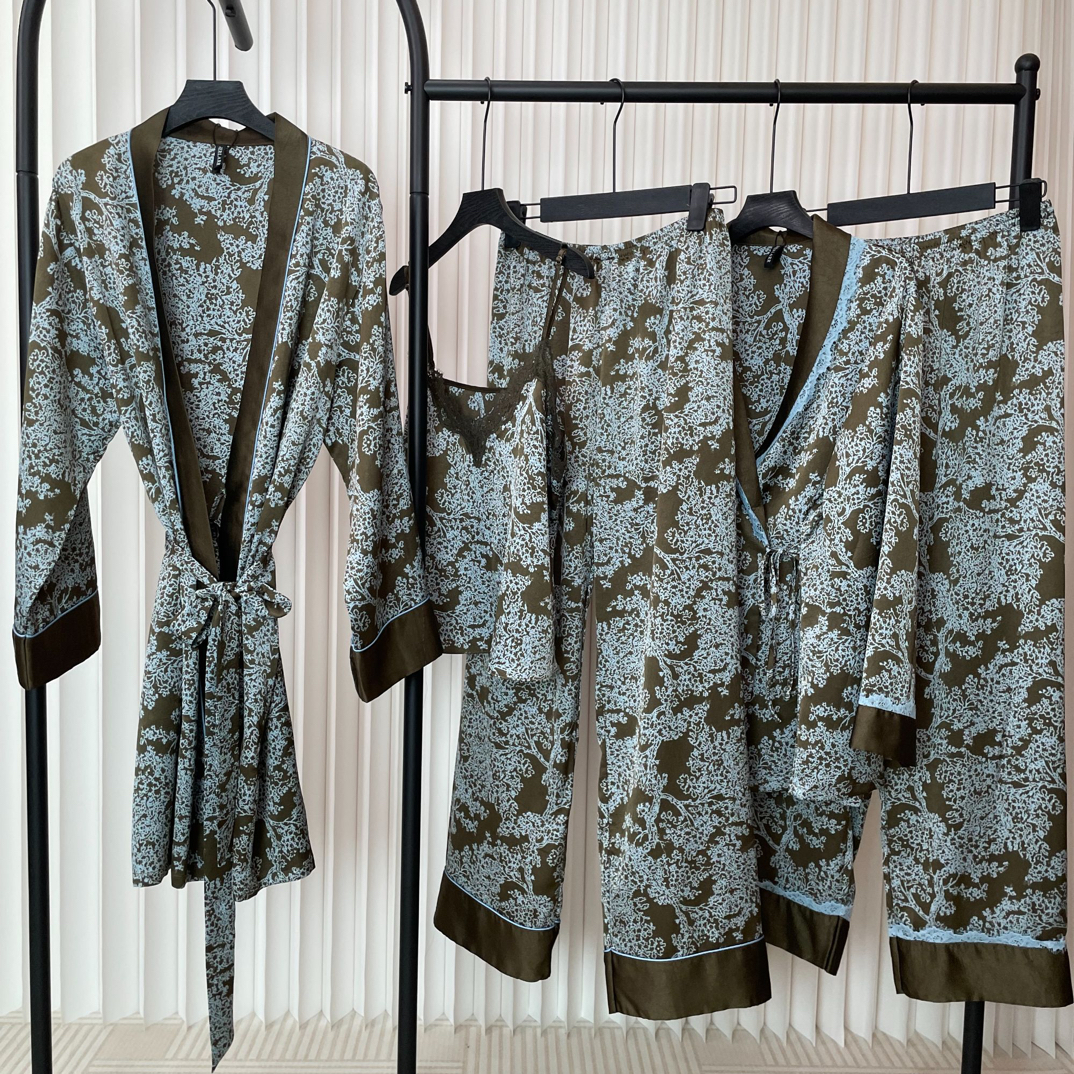 【90021】秋季法式轻奢高级感提花春夏套装翻领休闲轻奢睡衣家居服